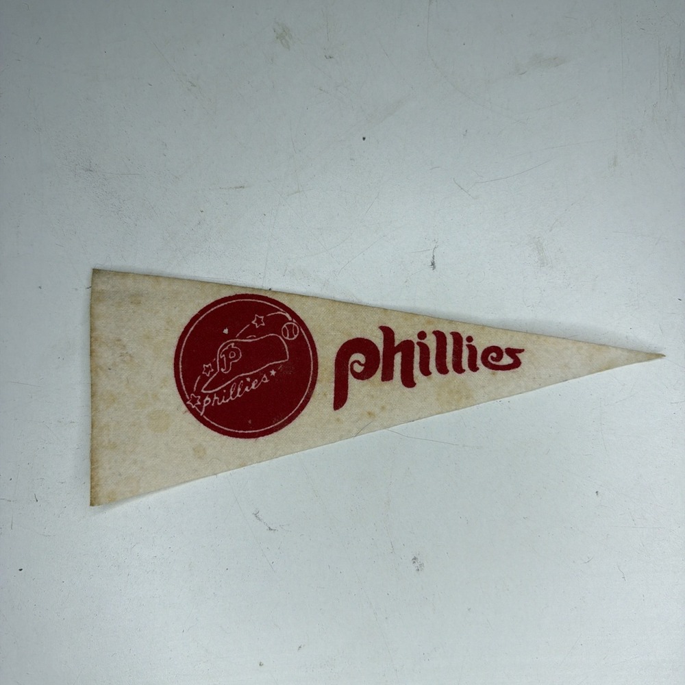 Vintage Philadelphia Phillies Baseball Mlb 3.75x9 Mini Pennant Flag Rare